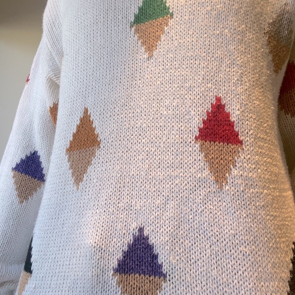 VTG 80s Geometric Colorblock Knit Sweater - Picture 5 of 6
